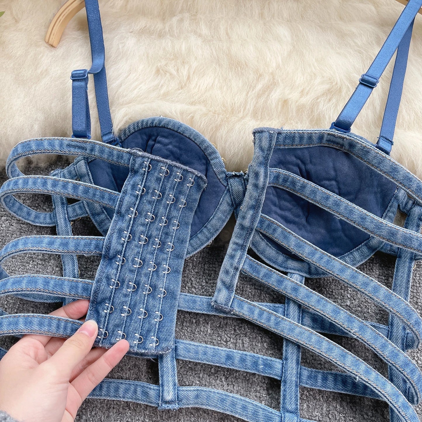 Streetwear Diamonds Denim Vest Female Bra Sleeveless Backless Sexy Summer Tank Tops For Women Camisole y2k Crop Top 2025