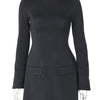 Dulzura Long Sleeves Zipper Bodycon Mini Dress With Pocket Solid Elegant Outfit Office Streetwear Women’S Autumn Winter Clothes