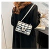 Black & White Plaid Casual Shoulder Bag Crossbody Handbag Women's Shoulder Bags Handbags With Top Handle Fashion Square Bag