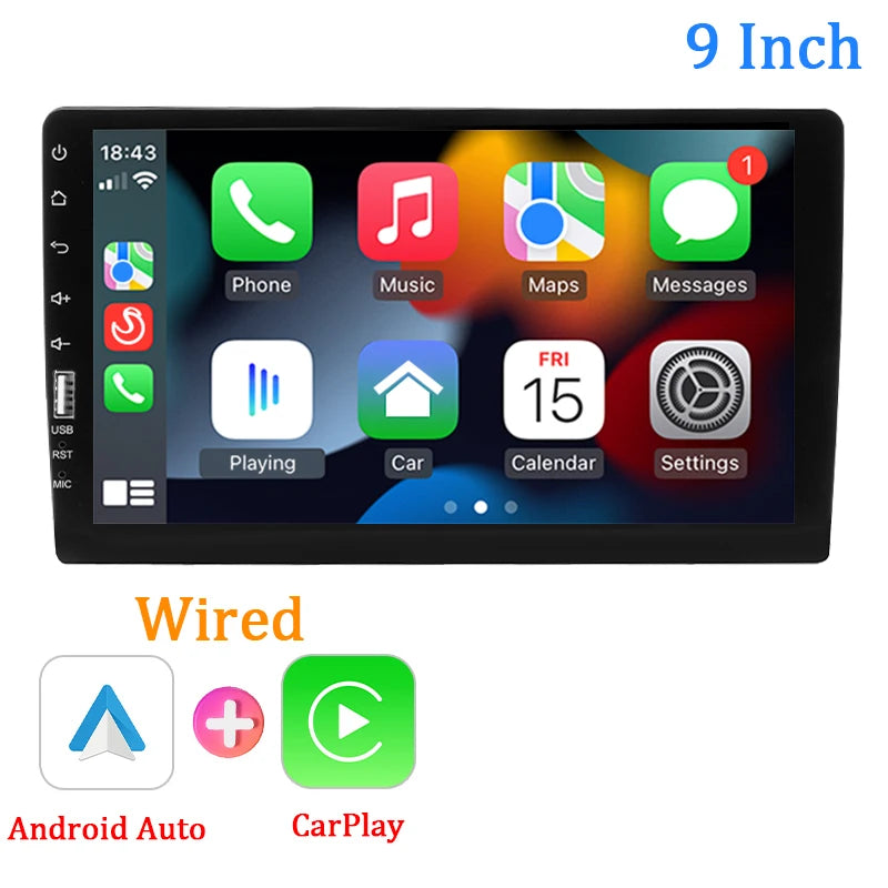 9 Inch Carplay Android Auto Car Radio 1 Din MP5 Multimedia Player Touch Screen FM Bluetooth MirrorLink Universal Auto Radio