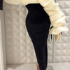 Plus Size Formal Black Wrap Neck Batwing Sleeve Long Sleeve Fold Maxi Dresses