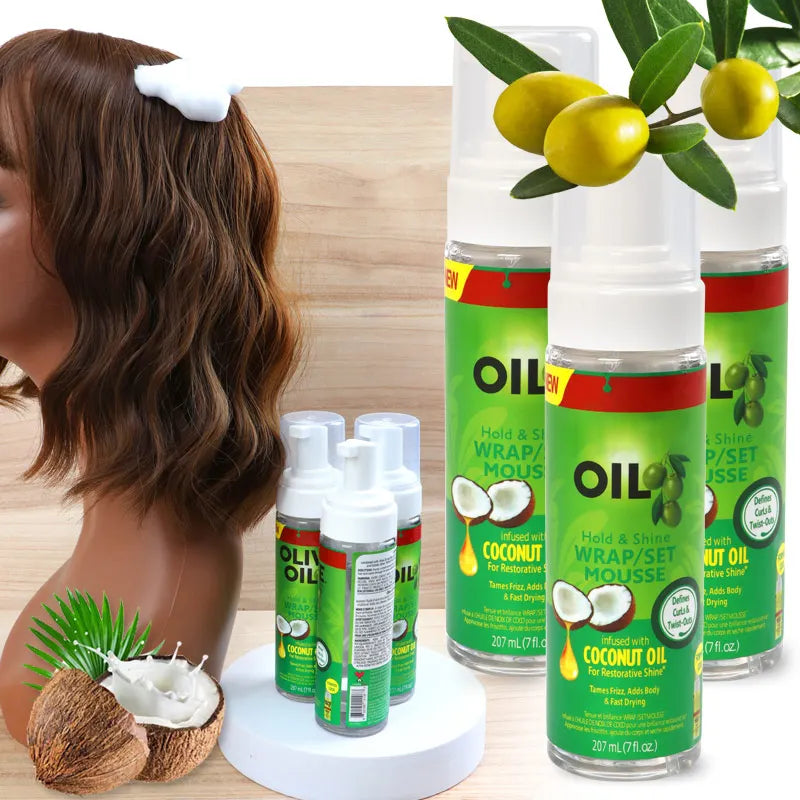 Hair Styling Mousse 100Ml Setting Foam Olive Oil Hold & Shine Wrap/Set Mousse Smell Good Hair Moisturizing Mousse Setting Lotion