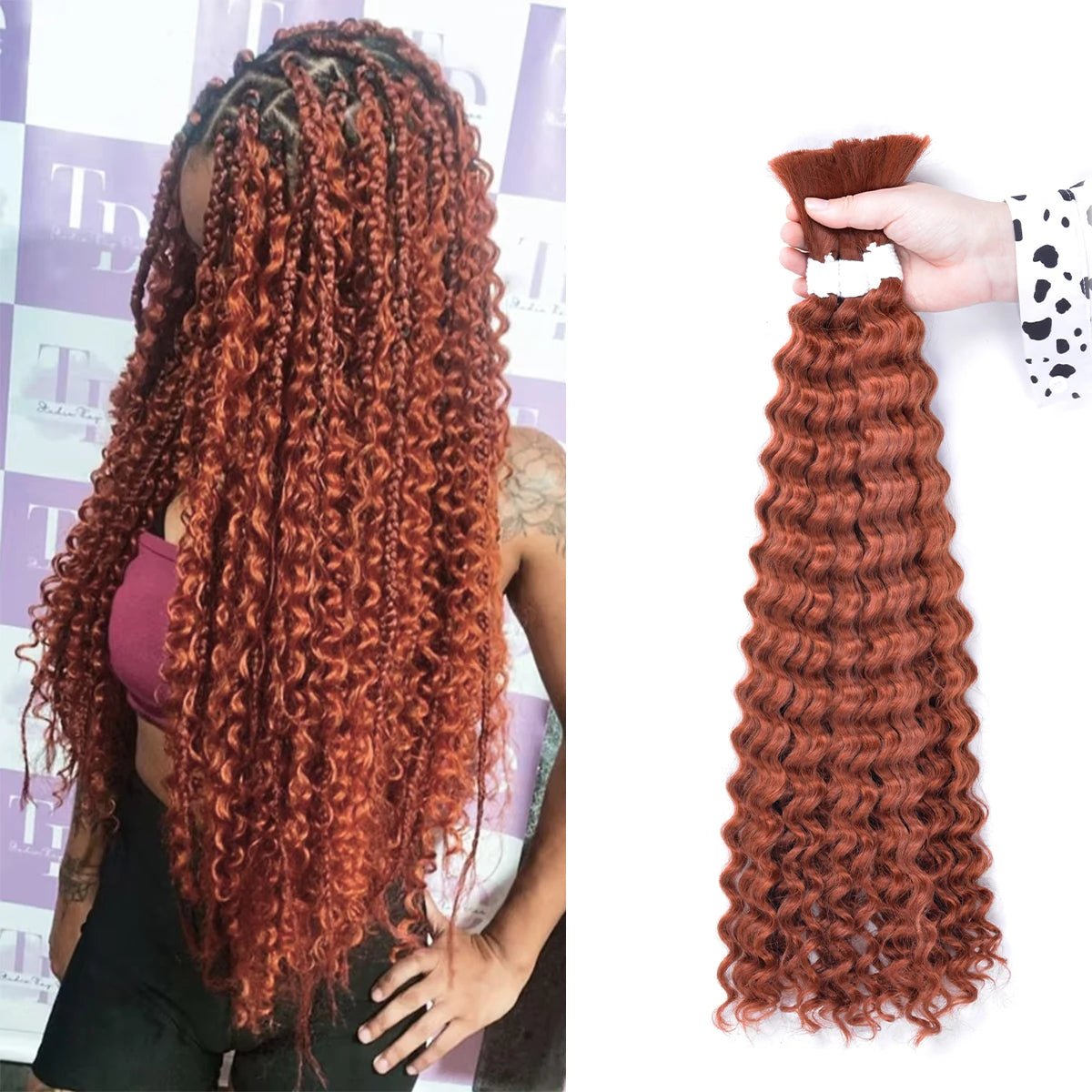 Synthetic Braiding Hair for Boho Braids 20Inch 90G Deep Wave Bulk High Quality Synthetic Protein Hair Extensions For Women