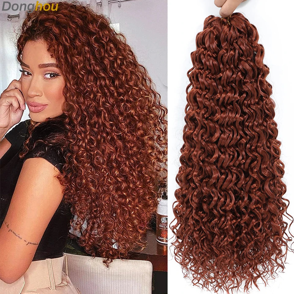 Beach Curl Crochet Hair Gogo Curl Crochet Hair 18 Inch Ombre Brown Blonde Bug Ginger T30 Synthetic Deep Wave Twist Crochet Braid