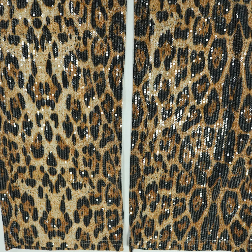 CM.YAYA Women's Set Sleeveless Fur Leopard Sequined V-neck Wool Vest and Pant Suits 2024 Street Two 2 Piece Set Outfit Tracksuit
