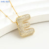 SUNSLL Cubic Zircon A-Z 26 Bubble Letter Necklace 2 Sizes Gold Plated M Chunky Balloon Initials Pendant Women Chain Jewelry 2024