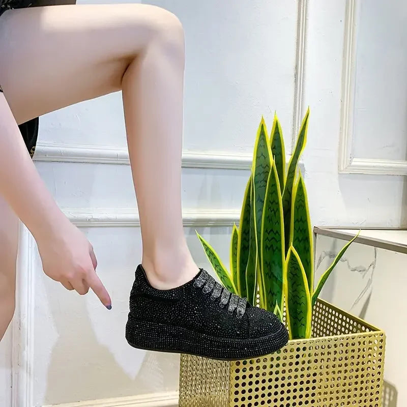 Brand Women's Sneakers Luxury Rhinestones Women Causal Shoes Designer Platform Sport Shoes Fashion Comfort Women Shoes Plus Size