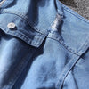 Autumn New Men's Fashionable Casual Street Hip-hop Denim Jacket Fake Two-piece Hooded Single Breasted Slim Fit Denim Jacket