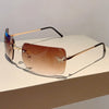 Y2K Luxury Brand Designer Rimless Square Sunglasses Women For Female Trendy Sun Glasses Diamond Butterfly Pink Punk Shades UV400