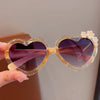2023 Baby Girls Cute Acrylic Heart Shape Flowers UV400 Sunglasses Children Outdoor Sun Protection Sunglasses Kids Sun Glasses