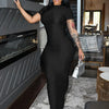Hugcitar Pure Color O Neck Short Sleeve Slit Sexy Bodycon Slim Maxi Prom Dress 2024 Summer Women Elegant Party Festival Clothes