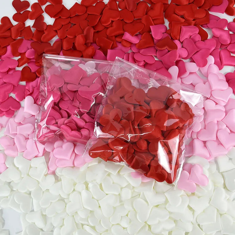 100/200Pcs Artificial Love Heart Petals Valentine's Day Wedding Party Confetti Petals Sponge Satin Fabric Table Bed Decorations