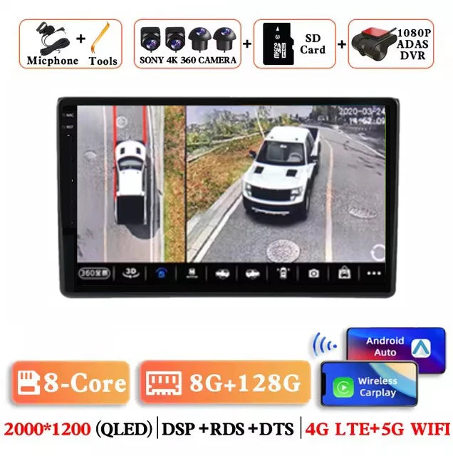 For Audi A3 8P 2003-2013 Android 14 RS3 Sportback 2Din CAR Multimedia Carplay Video Player Stereo Radio WIFI 4G DSP Navigation