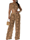 Sexy see through lace up vacation jumpsuits women summer body party club outfits streetwear womens jumpsuit Wide leg pants sets