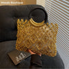 MOODS Handmade Woven Design Round Handle Handbags For Women Eco-friendly Craft Paper Hollow-out Luxury Designer Top-handle Bags