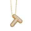 FLOLA Chunky Clear Crystal Initial Necklaces For Women Bubble Letter Necklace Custom Name Jewelry Birthday Gifts nkeb798