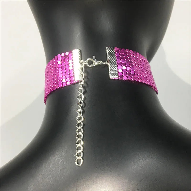 Fashion Metal Sequins Chokers Necklace Jewelry Women Statement Choker Wedding Necklace Jewelry Accessories For A Gift