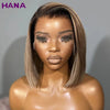 Ombre Ash Blonde With Brown Roots Colored Short Bob Wig 13x4 Lace Front Wig 180% Density Straight Human Hair Wig For Black Women