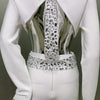 2024 New Arrival Black White Women Long Sleeve Sexy V-Neck Bodycon Bandage Set Shinning Crystal Nightclub Party Women's Set