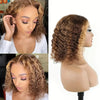 4/27 Deep Water Wave Short Bob Wigs Highlight Curly 13x4 Lace Front Wig Brazilian 100% Real Human Hair Wig Ombre Brown Short Wig