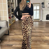 TRAFZA 2024 Women Fashion Leopard Print Skirt Vintage High Waist Midi Skirts Elegant Women Summer Casual Streetwear Skirt