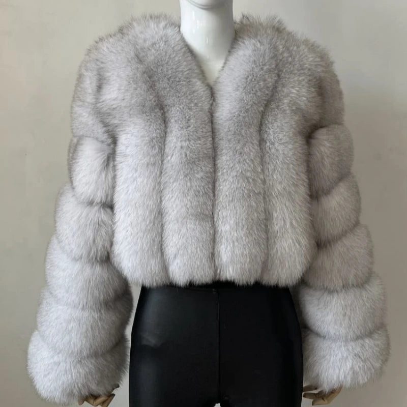 2023 Neuer kurzer Stil Echtfuchspelzmantel Winter Damen Natur Warme Mode Luxus