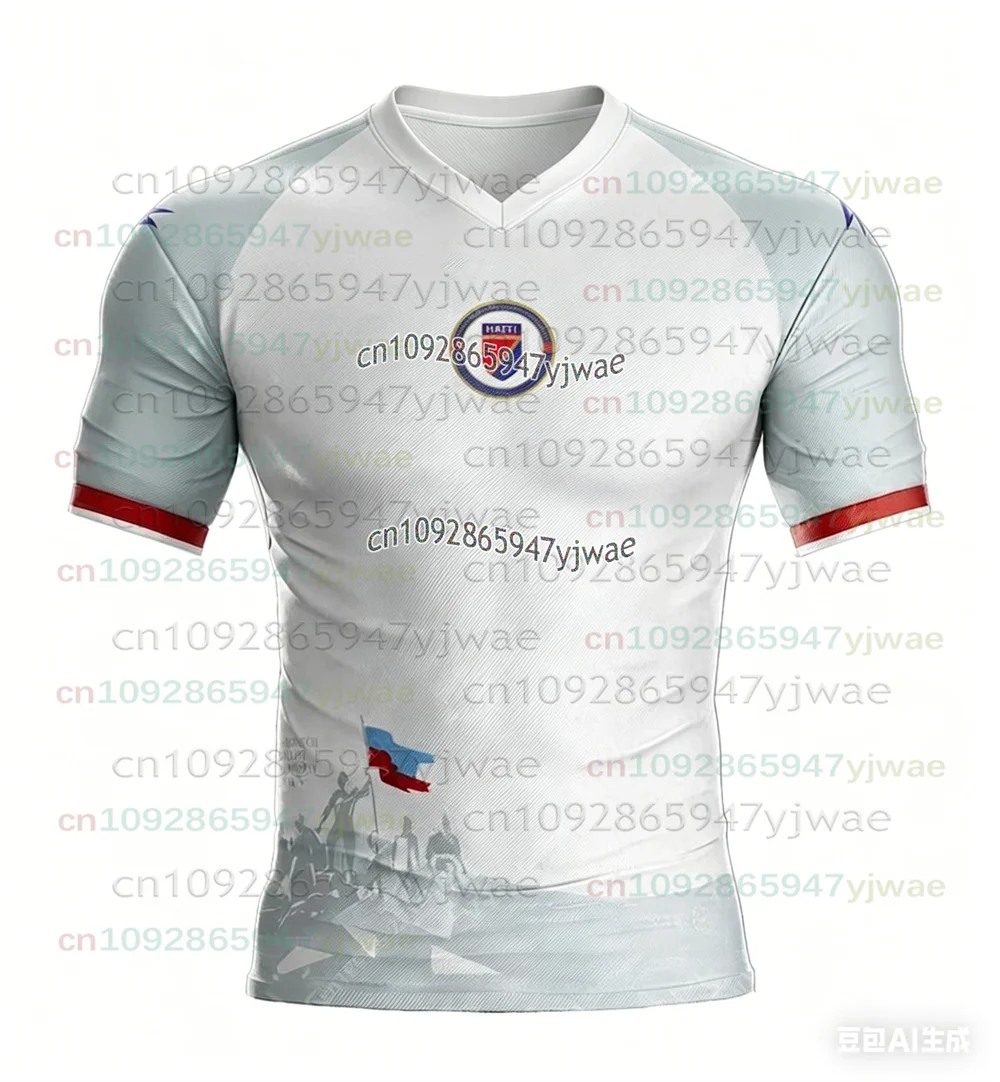 2026 New Haiti Soccer Jersey Short Sleeve Tee Men's T-Shirt Gym Training Workout Fitness Running Tops Fans Quick Dry Sportswear