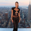 FAGADOER Sexy Lace See Through 2 Piece Sets Woman Outfit Hollow Out Crop Top + Flare Pants Female Y2K Streetwear Summer Spring