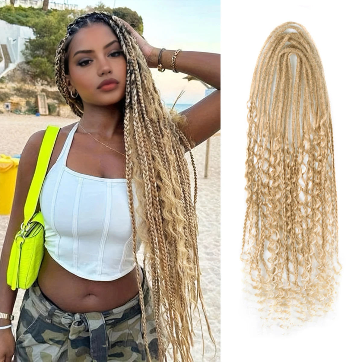Handmade Dreadlocks Hair Extensions 24Inch Soft Crochet Dreadlock Braids Hair Synthetic Faux Locs Braids Hair For Women And Men