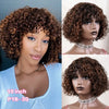 Fringe Bang Wig With Deep Wave Human Hair Water Wave Natural  Deep Curly Brazilian Hair Wigs 180% Density For Women