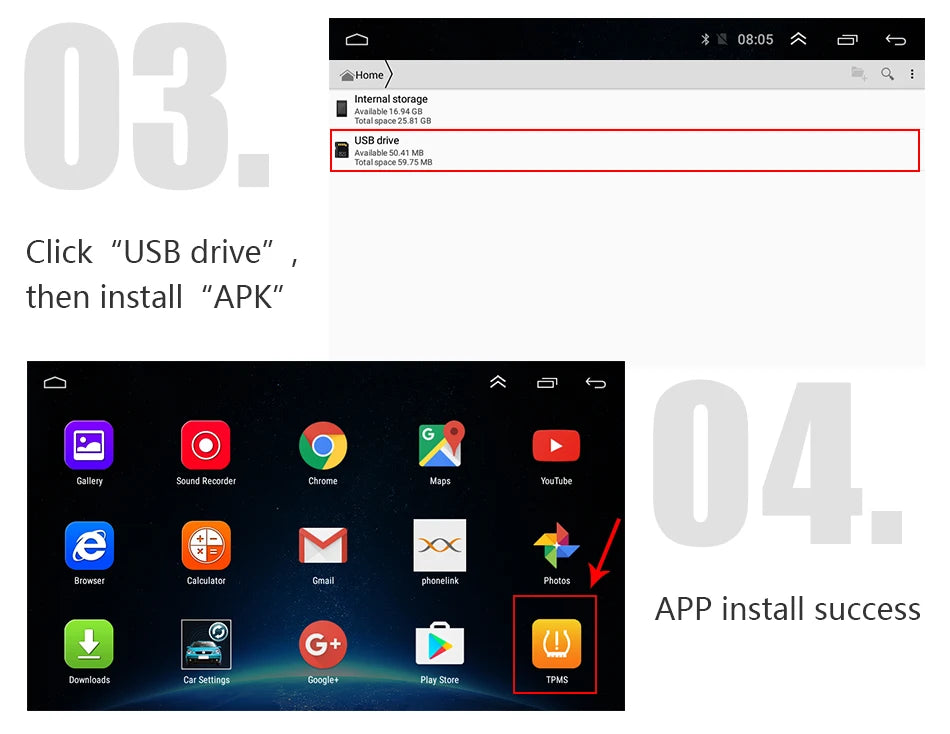JMCQ USB Android TPMS Tire Pressure Monitoring System Display Alarm System Internal External 5 Sensors For Car Navigation Radio