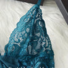 Contrast Lace Ruffle Trim Lingerie Set, Deep V Slip Dress & Thong, Women's Sexy Lingerie & Underwear