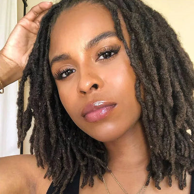 Handmade Permanent Locs Thickness Dreadlock Extensions Soft 100% Human Hair Locs Extensions Natural Black For Women Men Full