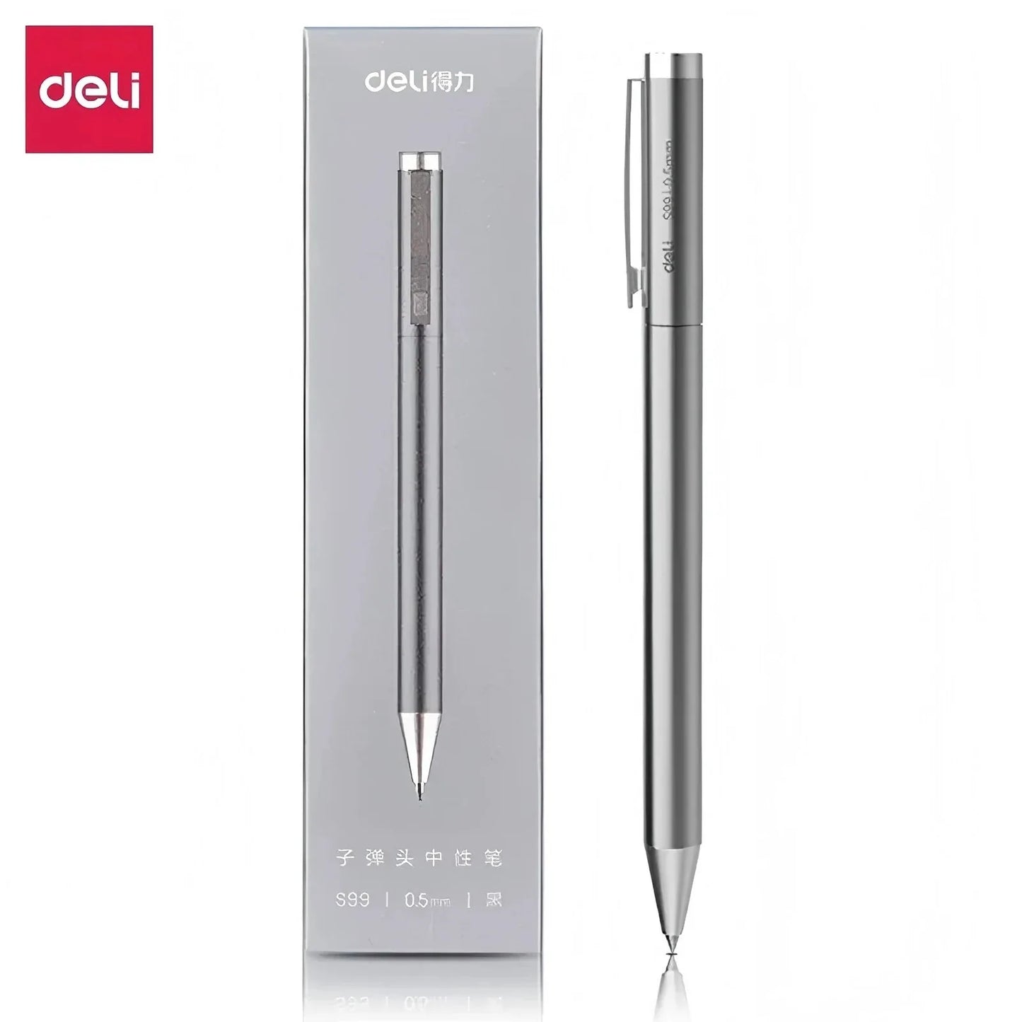 DELI Metal Sign Pen 0.5mm Gel Ink Pens Golden Silver Color Metallic Writing Pen Office Supplies