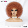 Short Afro Wigs for Black Women Blonde 10" Afro Curly Wig With Bangs 70s Bouncy Natural Synthetic Female Wigs for Party Cosplay