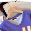 Plus-size women's Fall/Winter Casual commute loose and comfortable hoodie cartoon print purple green V-neck long sleeve top big