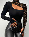 Top Women 2025 Spring New Fashion Rhinestone Bandeau Sheer Mesh Slim Fit Long Sleeve Tee Sexy Skinny Daily T-Shirt Top