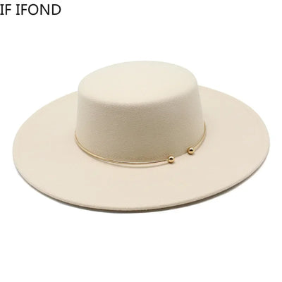 French Style 10CM Wide Brim Derby Top Hat Socialite Wind Hepburn Wind Wool Felt Fedoras Hat Elegant Wedding Dress Hat