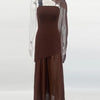 TARUXY Fashion Strapless Dress With Ribbon Female Elegant Sleeveless Mesh Beach Vacation Long Dress 2025 Spring New Women Dress