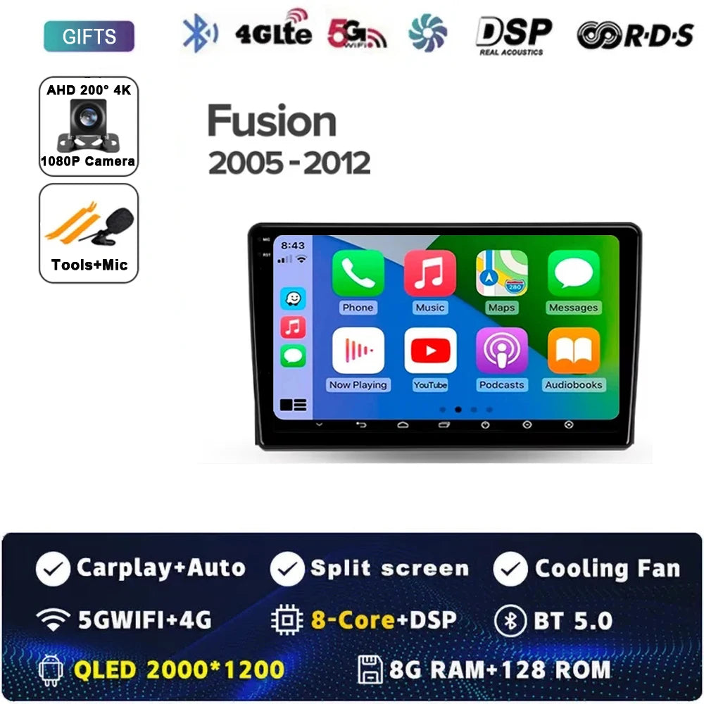 For Ford Fusion 1 2005 - 2012 Android 14 Carplay Auto Car Radio Multimedia Video Player Navigation GPS  No 2Din 2 Din DVD DSP 4G