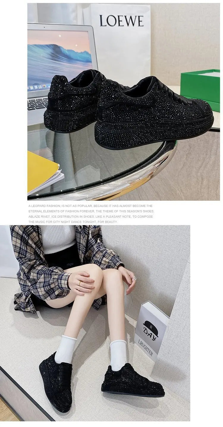 Brand Women's Sneakers Luxury Rhinestones Women Causal Shoes Designer Platform Sport Shoes Fashion Comfort Women Shoes Plus Size