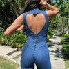TARUXY Backless Heart Cutout Bodycon Jumpsuit For Women Casual Sleeveless Slim One-Piece Outfits Retro Denim Jumpsuits New 2025