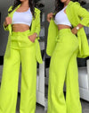 Women's Urban Suits 2025 Spring/Summer Latest Elegant Notched Collar Blazer Long sleeved Coat&Pocket Design Button Pants Set