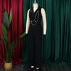 C8604 Foreign Trade Women's Fashionable Sexy Chain Collar Wide Leg African Jumpsuit Casual Style Long Dress For Ladies