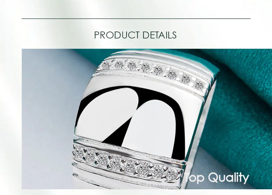 DOTEFFIL 925 Sterling Silver Big Smooth AAAAA Zircon Ring For Man Woman Fashion Wedding Engagement Party Gift Charm Jewelry