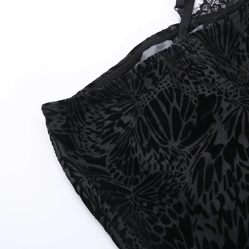 FAGADOER Sexy Lace See Through 2 Piece Sets Woman Outfit Hollow Out Crop Top + Flare Pants Female Y2K Streetwear Summer Spring