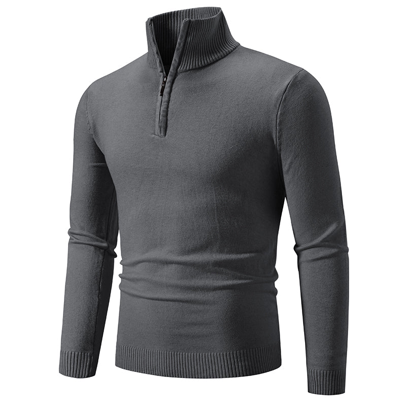 New Men's Sweater Half Zipper Pullovers Winter Warm Stand Collar Turtleneck Cotton Knitted Sweater Men Solid Color Sweatwear
