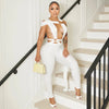 Joskaa Sexy Hollow Bandage Irregular Jumpsuit Women Summer Sleeveless Backless Ribbon Skinny Rompers 2025 Midnight Clubwear