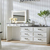 69" W rustic wood bedroom dresser with glass top, 9 large storage drawers, 3 color usable lights and 30 "HD Led mirror