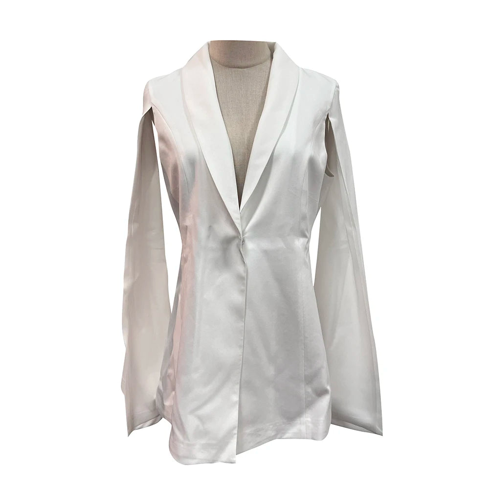 TWOTWINSTYLE Solid Chic Elegant Blazers For Women Shawl Collar Cloak Sleeve Tunic Slimming Temperament Coats Female Fashion New